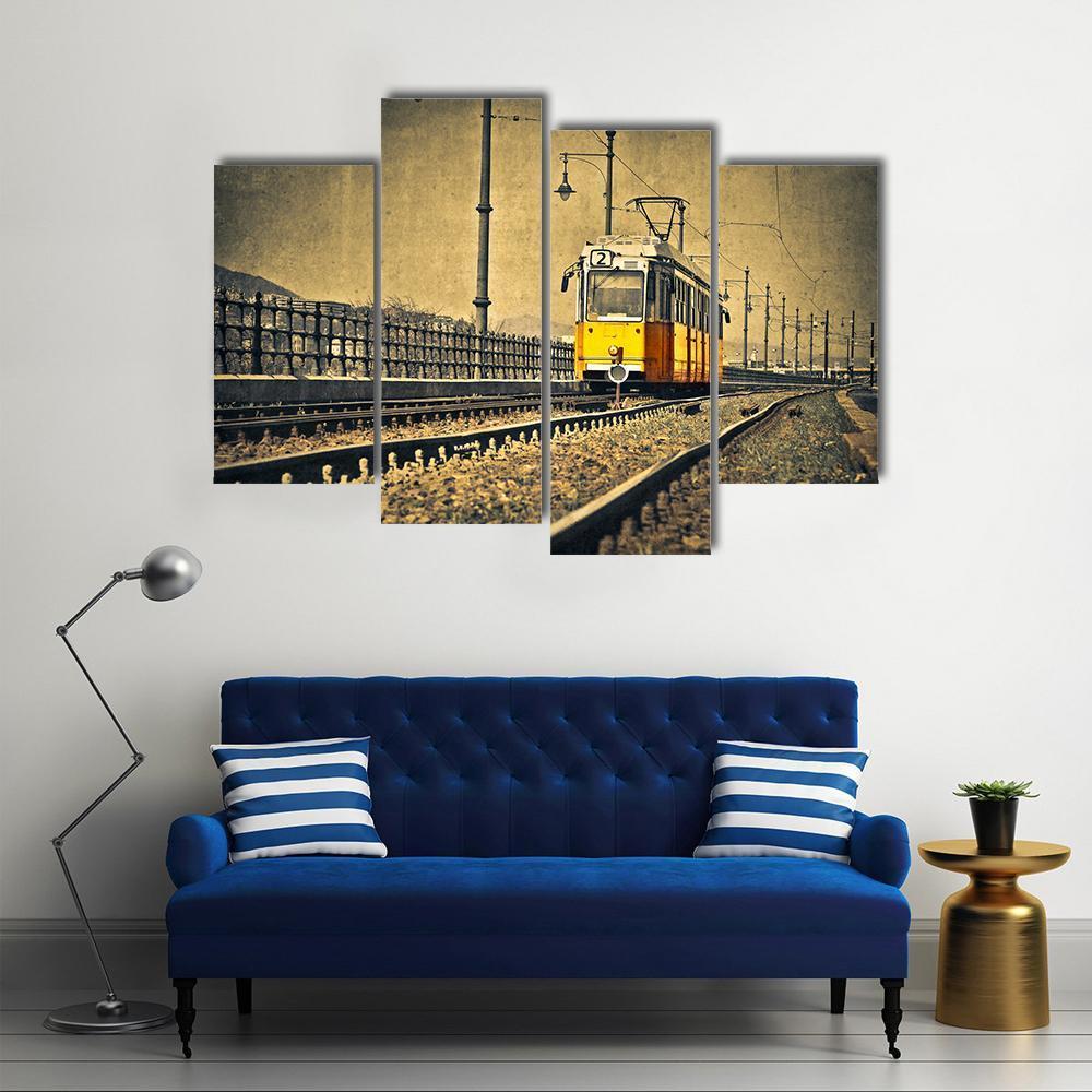 Tram Coming In Hungary Canvas Wall Art-4 Pop-Gallery Wrap-50" x 32"-Tiaracle