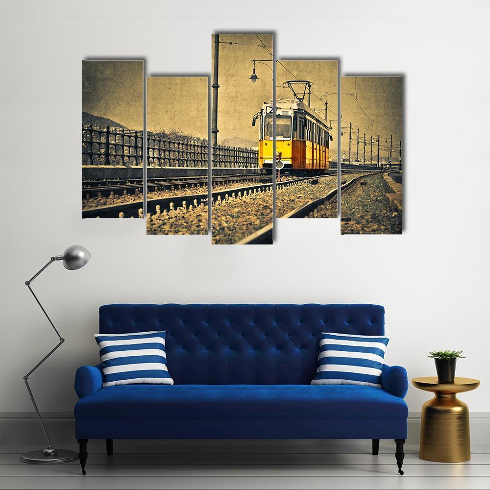 Tram Coming In Hungary Canvas Wall Art-5 Pop-Gallery Wrap-47" x 32"-Tiaracle