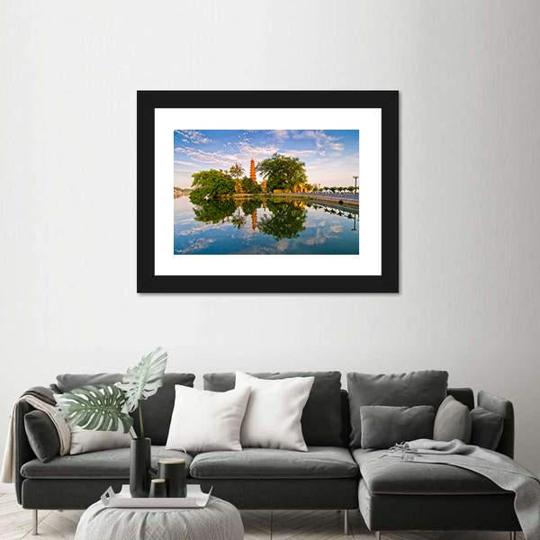 Tran Quoc Pagoda In Hanoi Canvas Wall Art-1 Piece-Framed Print-20" x 16"-Tiaracle