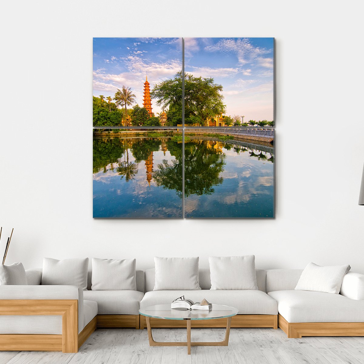 Tran Quoc Pagoda In Hanoi Canvas Wall Art-4 Square-Gallery Wrap-17" x 17"-Tiaracle