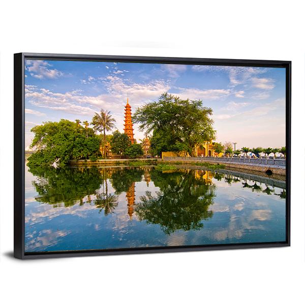 Tran Quoc Pagoda In Hanoi Canvas Wall Art-3 Horizontal-Gallery Wrap-25" x 16"-Tiaracle