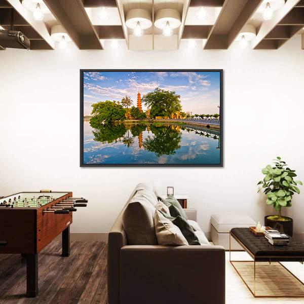 Tran Quoc Pagoda In Hanoi Canvas Wall Art-3 Horizontal-Gallery Wrap-25" x 16"-Tiaracle
