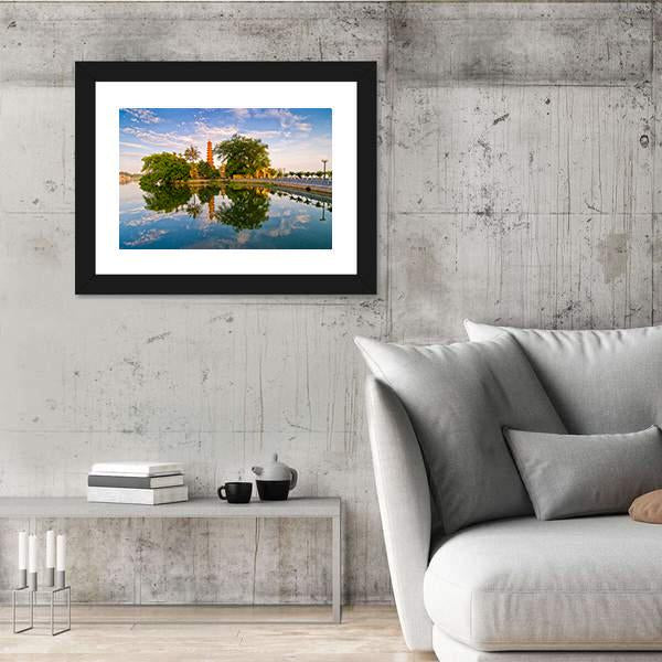 Tran Quoc Pagoda In Hanoi Canvas Wall Art-3 Horizontal-Gallery Wrap-25" x 16"-Tiaracle