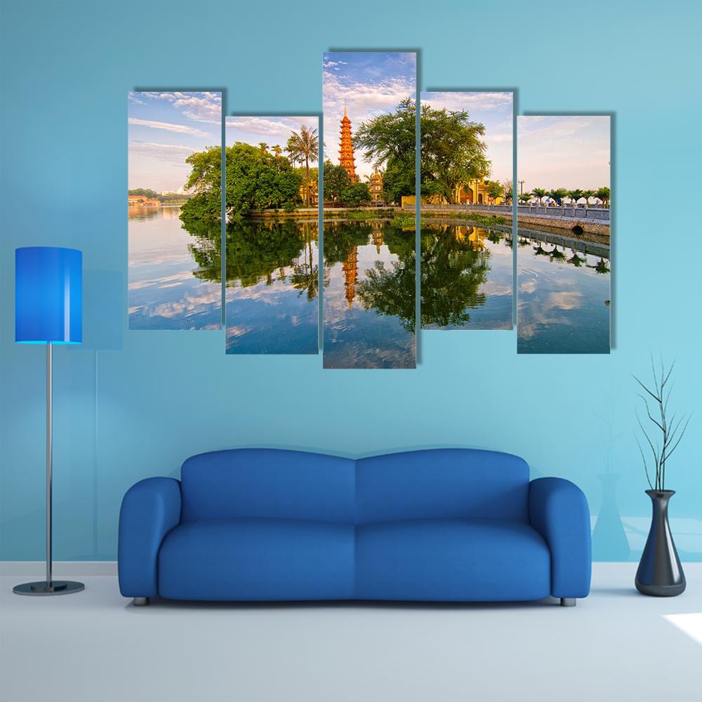 Tran Quoc Pagoda In Hanoi Canvas Wall Art-5 Pop-Gallery Wrap-47" x 32"-Tiaracle