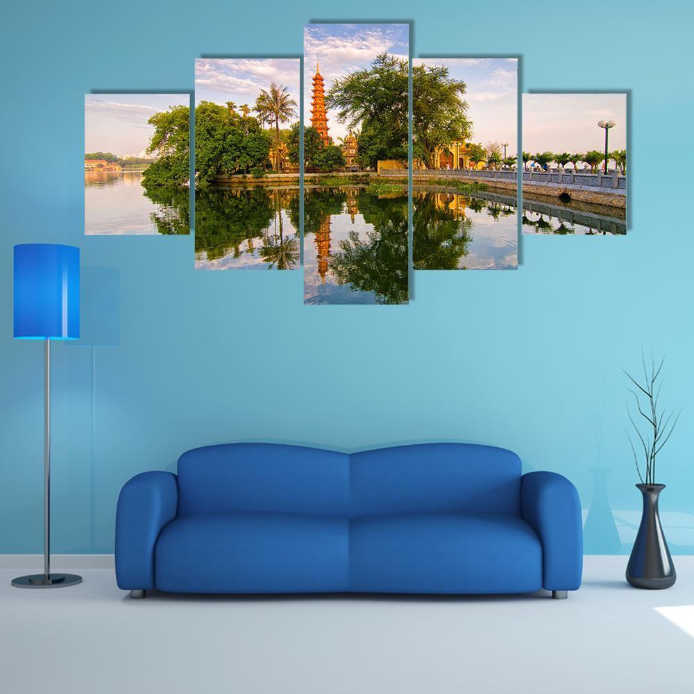 Tran Quoc Pagoda In Hanoi Canvas Wall Art-5 Star-Gallery Wrap-62" x 32"-Tiaracle