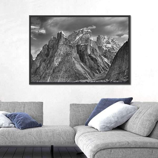 Trango Towers After The Storm Canvas Wall Art-1 Piece-Floating Frame-24" x 16"-Tiaracle