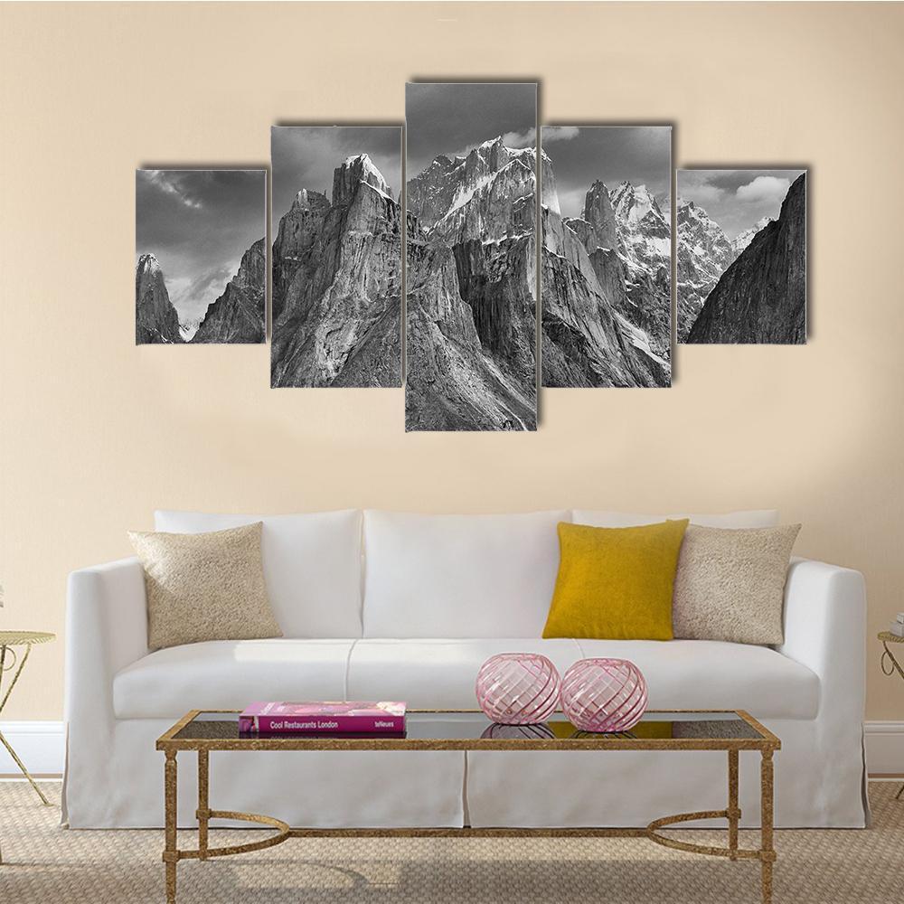 Trango Towers After The Storm Canvas Wall Art-5 Star-Gallery Wrap-62" x 32"-Tiaracle