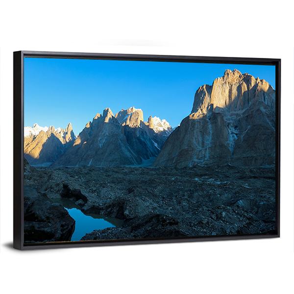 Trango Towers And Baltoro Glacier In Karakorum Pakistan Canvas Wall Art-3 Horizontal-Gallery Wrap-25" x 16"-Tiaracle