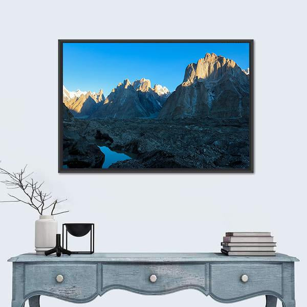 Trango Towers And Baltoro Glacier In Karakorum Pakistan Canvas Wall Art-3 Horizontal-Gallery Wrap-25" x 16"-Tiaracle