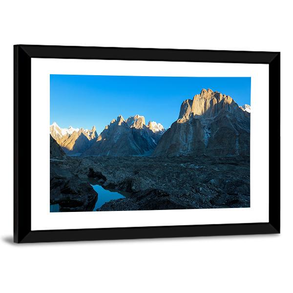 Trango Towers And Baltoro Glacier In Karakorum Pakistan Canvas Wall Art-3 Horizontal-Gallery Wrap-25" x 16"-Tiaracle