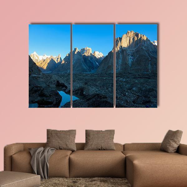 Trango Towers And Baltoro Glacier In Karakorum Pakistan Canvas Wall Art-3 Horizontal-Gallery Wrap-37" x 24"-Tiaracle