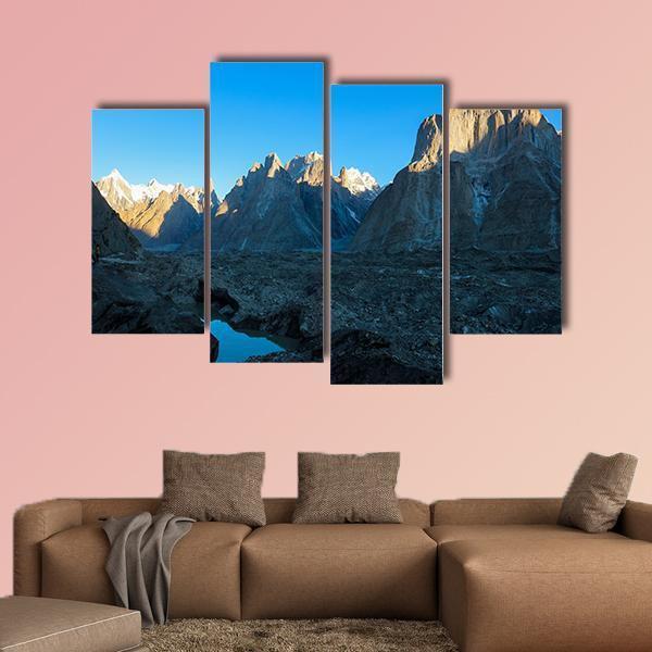 Trango Towers And Baltoro Glacier In Karakorum Pakistan Canvas Wall Art-4 Pop-Gallery Wrap-50" x 32"-Tiaracle