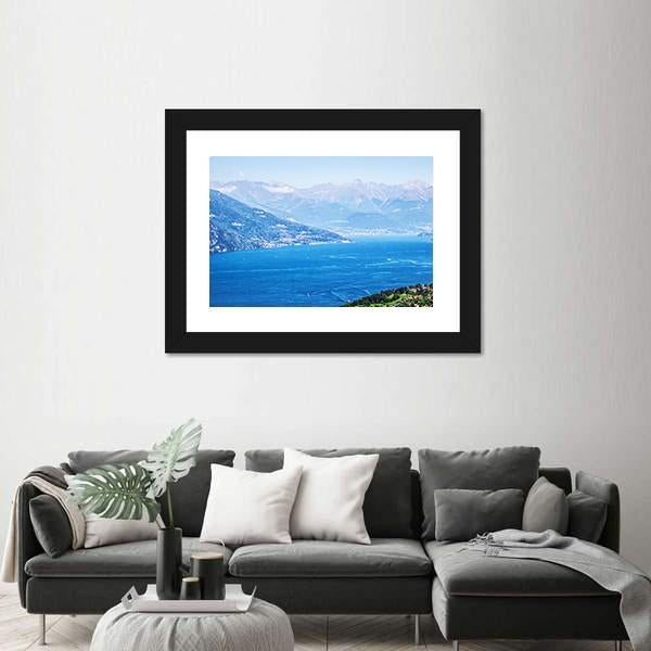 Tranquil Como Lake And Alps In Italy Canvas Wall Art-1 Piece-Framed Print-20" x 16"-Tiaracle
