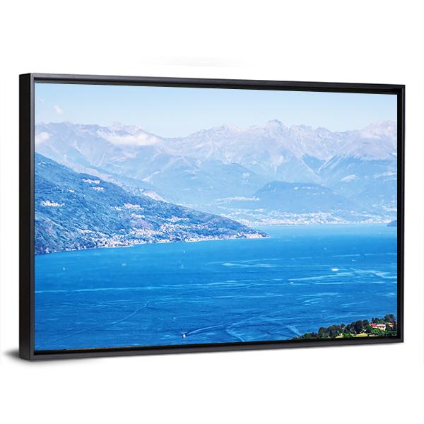 Tranquil Como Lake And Alps In Italy Canvas Wall Art-3 Horizontal-Gallery Wrap-25" x 16"-Tiaracle