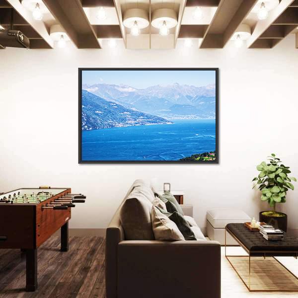 Tranquil Como Lake And Alps In Italy Canvas Wall Art-3 Horizontal-Gallery Wrap-25" x 16"-Tiaracle