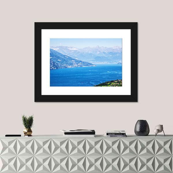 Tranquil Como Lake And Alps In Italy Canvas Wall Art-3 Horizontal-Gallery Wrap-25" x 16"-Tiaracle