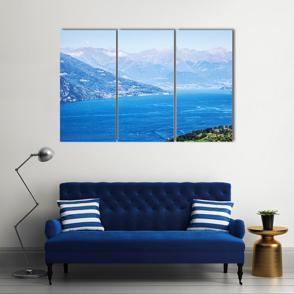Tranquil Como Lake And Alps In Italy Canvas Wall Art-5 Pop-Gallery Wrap-47" x 32"-Tiaracle