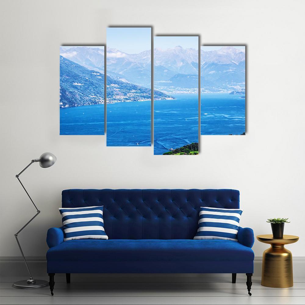 Tranquil Como Lake And Alps In Italy Canvas Wall Art-4 Pop-Gallery Wrap-50" x 32"-Tiaracle