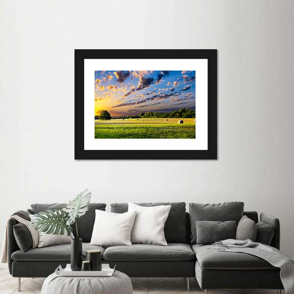 Tranquil Texas Meadow At Sunrise Canvas Wall Art-1 Piece-Framed Print-20" x 16"-Tiaracle