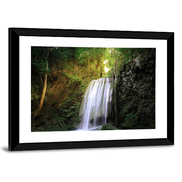 Tranquil Waterfall Canvas Wall Art-3 Horizontal-Gallery Wrap-25" x 16"-Tiaracle
