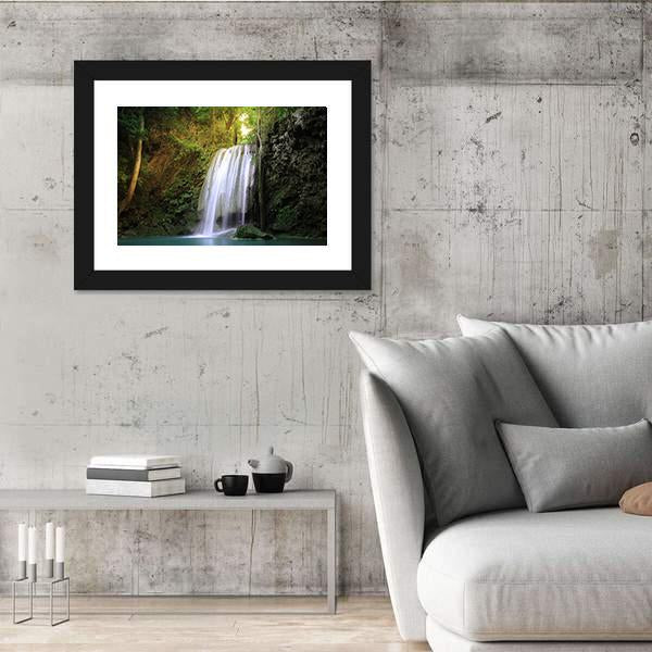 Tranquil Waterfall Canvas Wall Art-3 Horizontal-Gallery Wrap-25" x 16"-Tiaracle