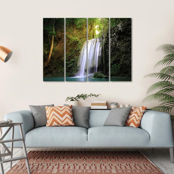 Tranquil Waterfall Canvas Wall Art-1 Piece-Gallery Wrap-36" x 24"-Tiaracle