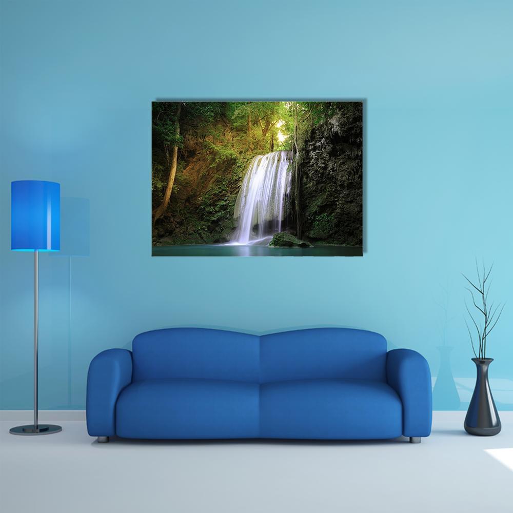 Tranquil Waterfall Canvas Wall Art-1 Piece-Gallery Wrap-48" x 32"-Tiaracle