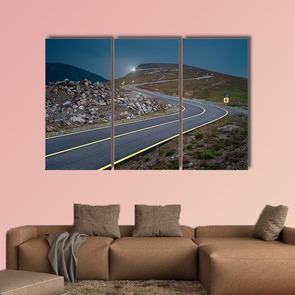Transalpina Road At Dusk In Romania Canvas Wall Art-3 Horizontal-Gallery Wrap-37" x 24"-Tiaracle