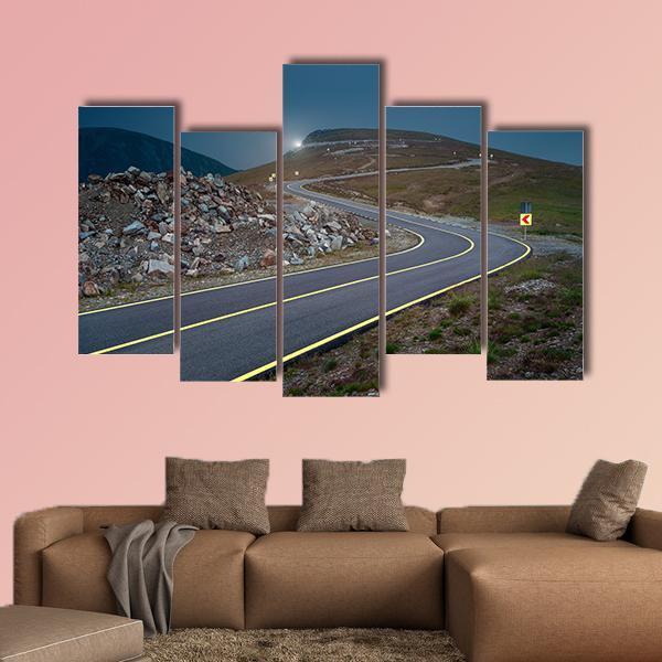 Transalpina Road At Dusk In Romania Canvas Wall Art-5 Pop-Gallery Wrap-47" x 32"-Tiaracle