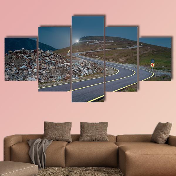 Transalpina Road At Dusk In Romania Canvas Wall Art-5 Star-Gallery Wrap-62" x 32"-Tiaracle