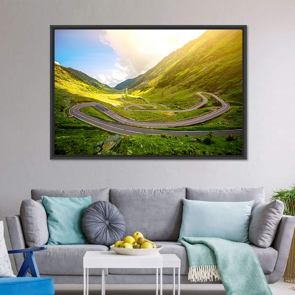 Transfagarasan Winding Road Canvas Wall Art-3 Horizontal-Gallery Wrap-25" x 16"-Tiaracle