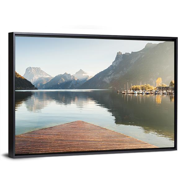 Traunsee Lake In Alps Mountains Canvas Wall Art-3 Horizontal-Gallery Wrap-25" x 16"-Tiaracle