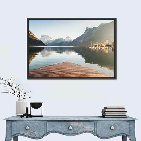 Traunsee Lake In Alps Mountains Canvas Wall Art-3 Horizontal-Gallery Wrap-25" x 16"-Tiaracle