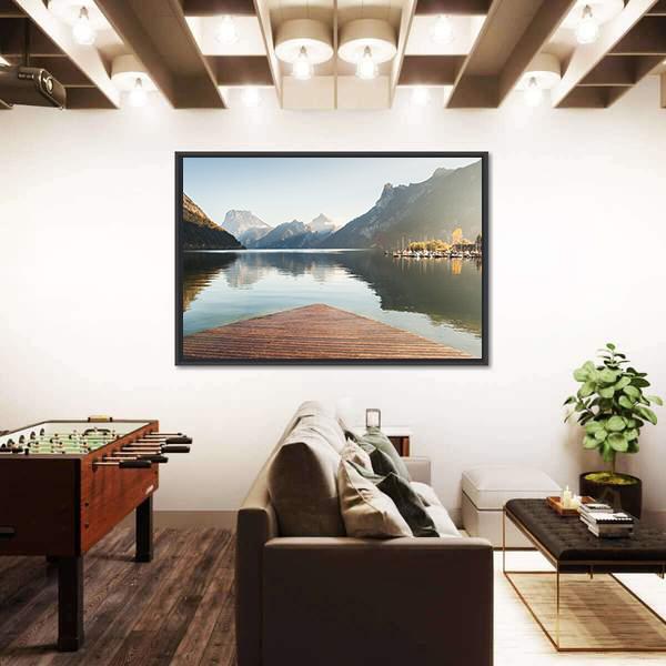 Traunsee Lake In Alps Mountains Canvas Wall Art-3 Horizontal-Gallery Wrap-25" x 16"-Tiaracle