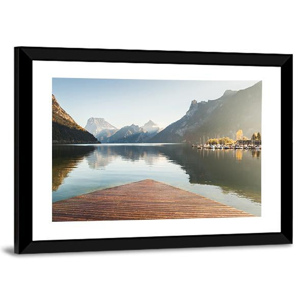 Traunsee Lake In Alps Mountains Canvas Wall Art-3 Horizontal-Gallery Wrap-25" x 16"-Tiaracle