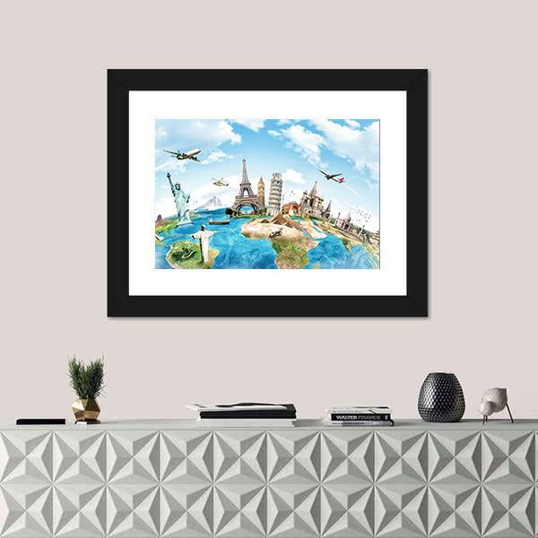Travel Around The World Canvas Wall Art-3 Horizontal-Gallery Wrap-25" x 16"-Tiaracle