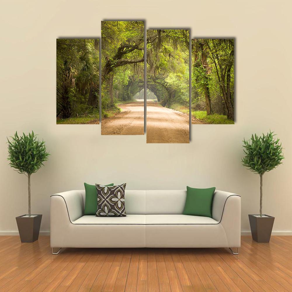 Travel In Deep Forest Of Spanish Moss Edisto Island Canvas Wall Art-4 Pop-Gallery Wrap-34&quot; x 20&quot;-Tiaracle