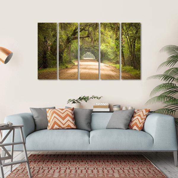 Travel In Deep Forest Of Spanish Moss Edisto Island Canvas Wall Art-5 Horizontal-Gallery Wrap-22" x 12"-Tiaracle