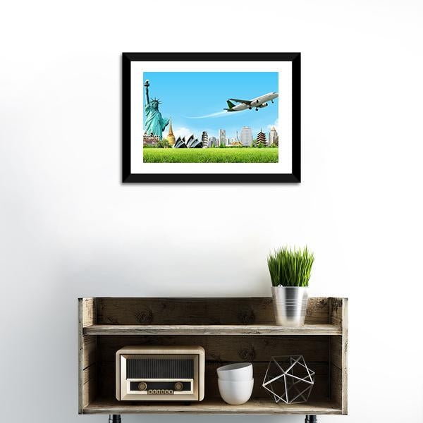 Travel The World Concept Canvas Wall Art-1 Piece-Framed Print-20" x 16"-Tiaracle