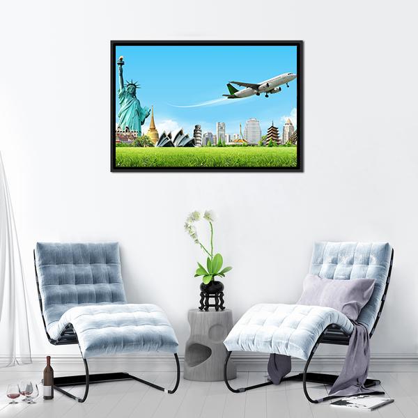 Travel The World Concept Canvas Wall Art-3 Horizontal-Gallery Wrap-25" x 16"-Tiaracle