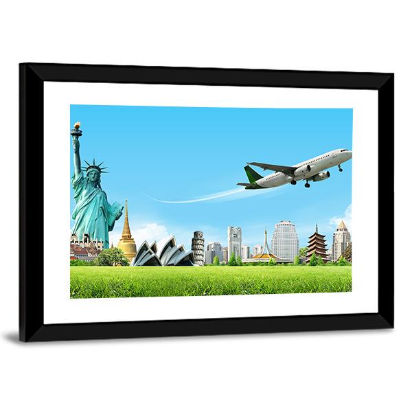 Travel The World Concept Canvas Wall Art-3 Horizontal-Gallery Wrap-25" x 16"-Tiaracle