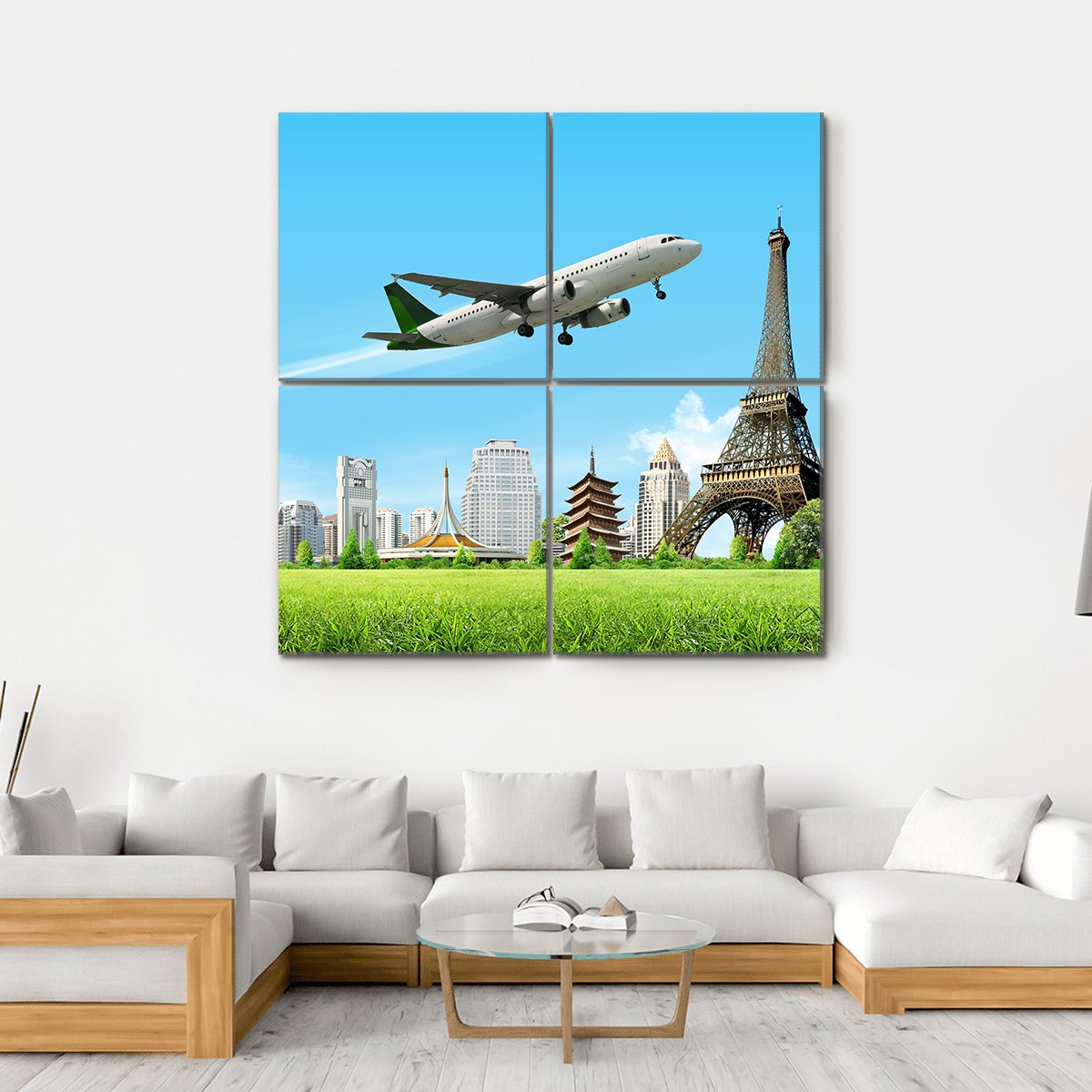 Travel The World Concept Canvas Wall Art-4 Square-Gallery Wrap-17&quot; x 17&quot;-Tiaracle