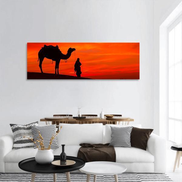 Travel Through Desert Panoramic Canvas Wall Art-3 Piece-25" x 08"-Tiaracle