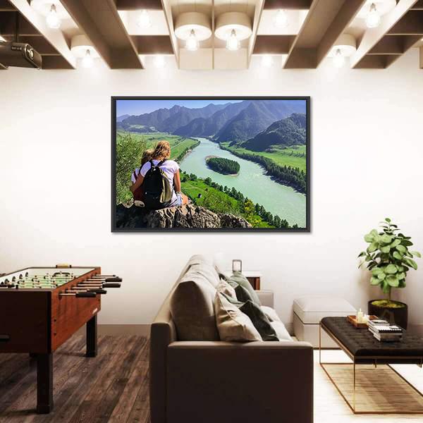Traveling In The Mountains And River Canvas Wall Art-3 Horizontal-Gallery Wrap-25" x 16"-Tiaracle