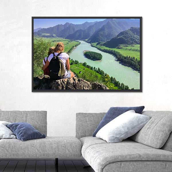 Traveling In The Mountains And River Canvas Wall Art-3 Horizontal-Gallery Wrap-25" x 16"-Tiaracle
