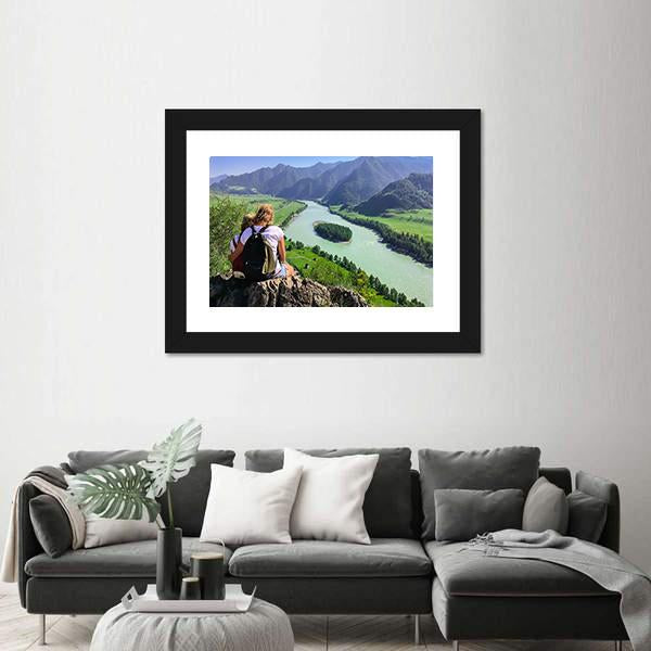 Traveling In The Mountains And River Canvas Wall Art-3 Horizontal-Gallery Wrap-25" x 16"-Tiaracle