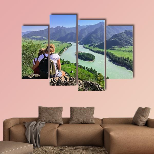 Traveling In The Mountains And River Canvas Wall Art-4 Pop-Gallery Wrap-50" x 32"-Tiaracle