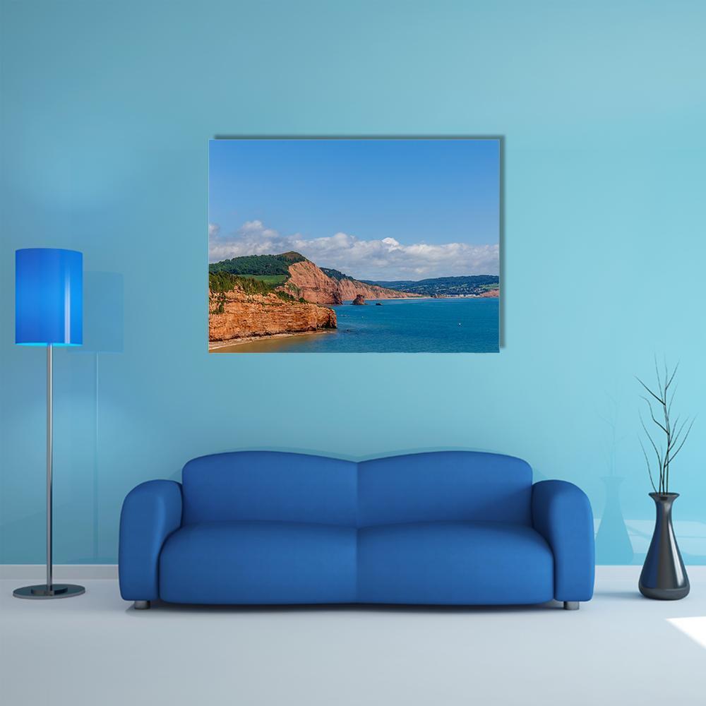 Travelling At Jurassic Coast Seaside Canvas Wall Art-1 Piece-Gallery Wrap-48" x 32"-Tiaracle