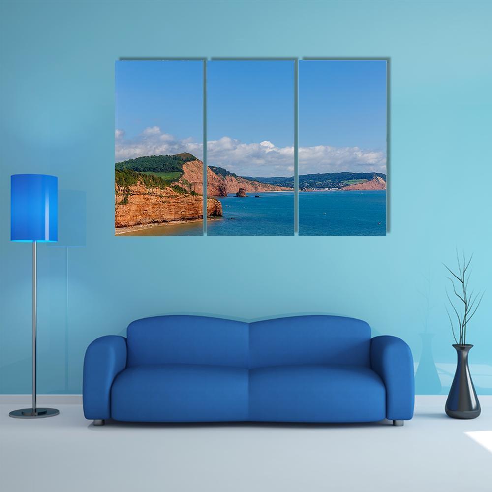 Travelling At Jurassic Coast Seaside Canvas Wall Art-3 Horizontal-Gallery Wrap-37" x 24"-Tiaracle