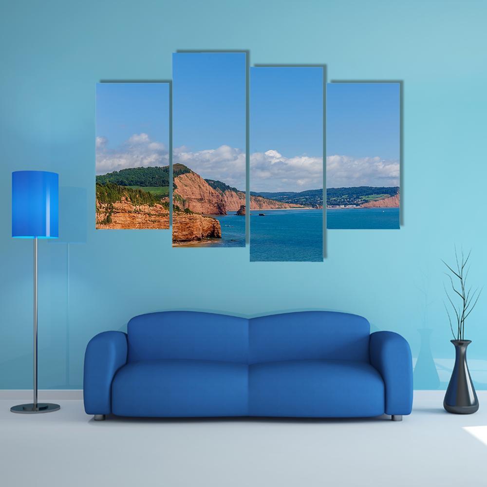 Travelling At Jurassic Coast Seaside Canvas Wall Art-4 Pop-Gallery Wrap-50" x 32"-Tiaracle